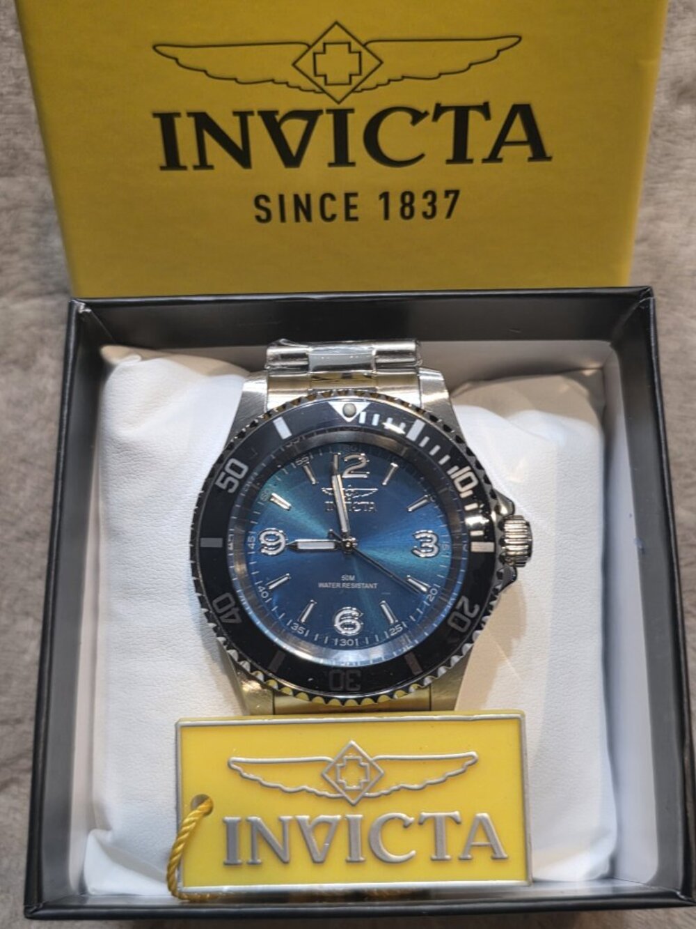 NIB Invicta Men's Blue Dial Stainless Steel Watch